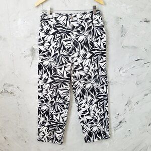 BILL BLASS Black & White Cotton Spandex Capris